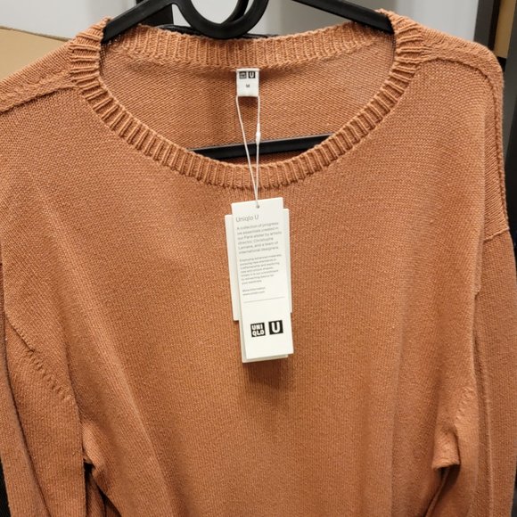 Uniqlo U 3D Crew Neck Long-Sleeve Sweater, Olive / Orange, US M - Picture 5 of 5